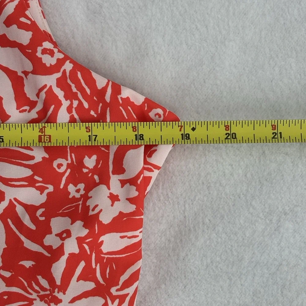 Krimson Klover Dress Tropical Built in Bra Coral Orange Pockets Sporty Sz Large - Picture 10 of 12